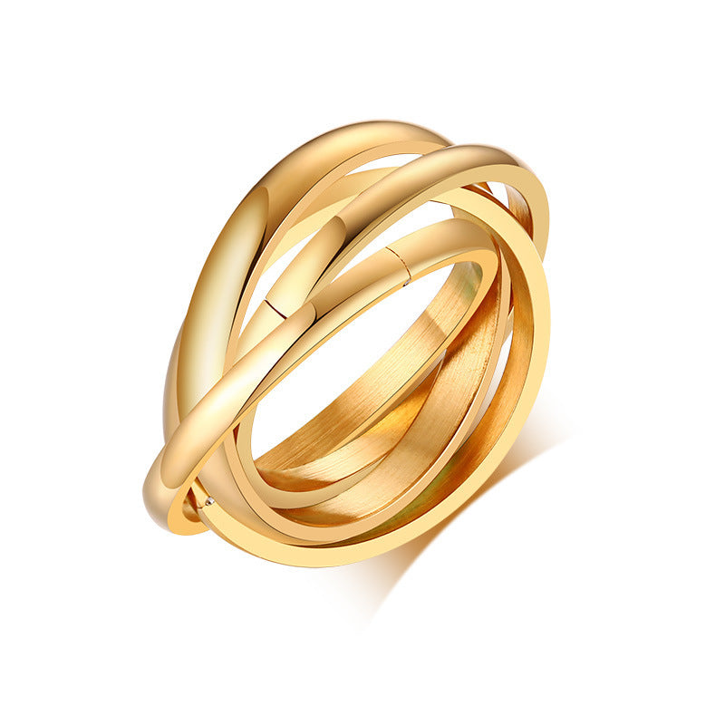 European And American Jewelry Three-In-One Plain Fashion Ring