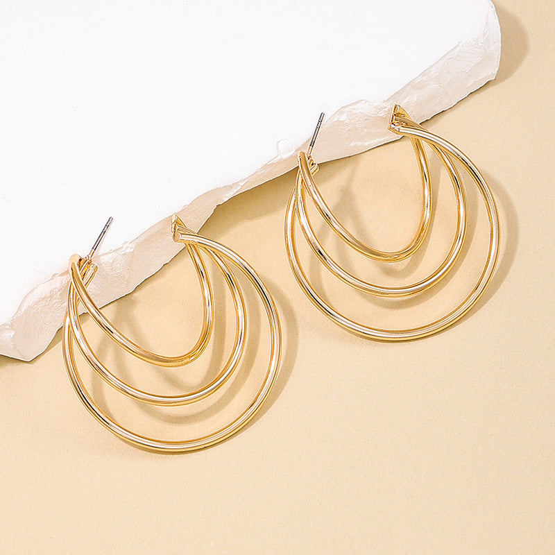 Exaggerated Multi-layer Circle Earrings - Vienna Verve Collection - European American Fashion Influenced