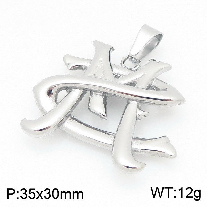 Stylish And Three-Dimensional Letter M Pendant, Creative Design Niche Letter Stainless Steel Men Necklace