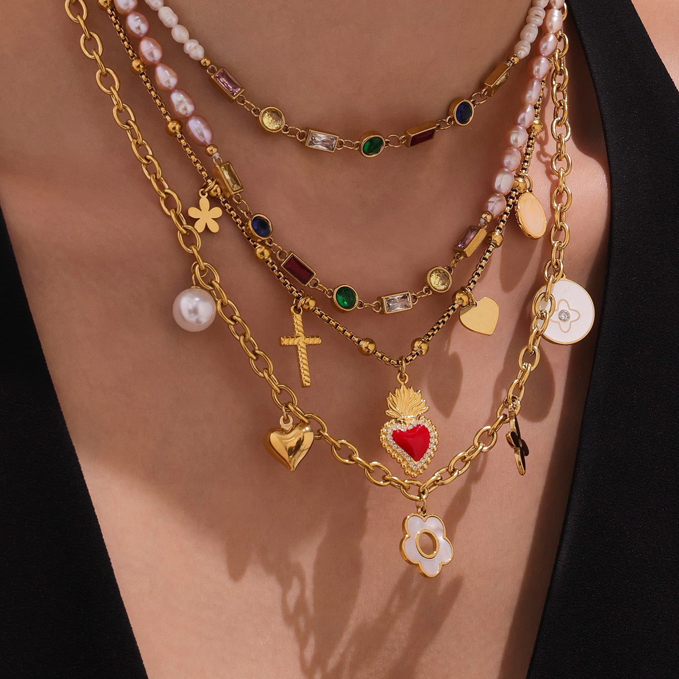 Planderful Everyday Genie Cross Collarbone Necklace Zircon