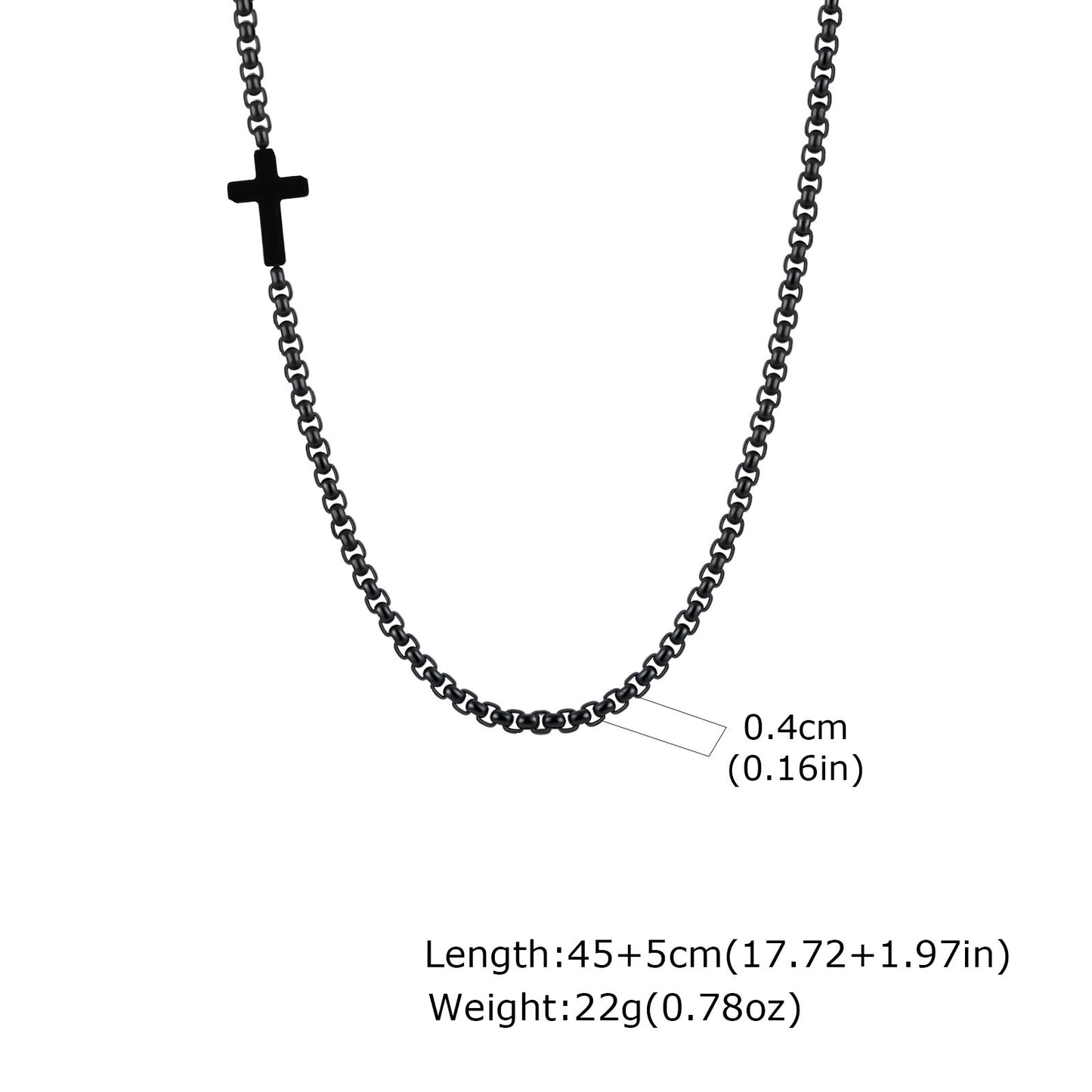 Planderful Mens Cross Necklace Stainless Steel Square Chain