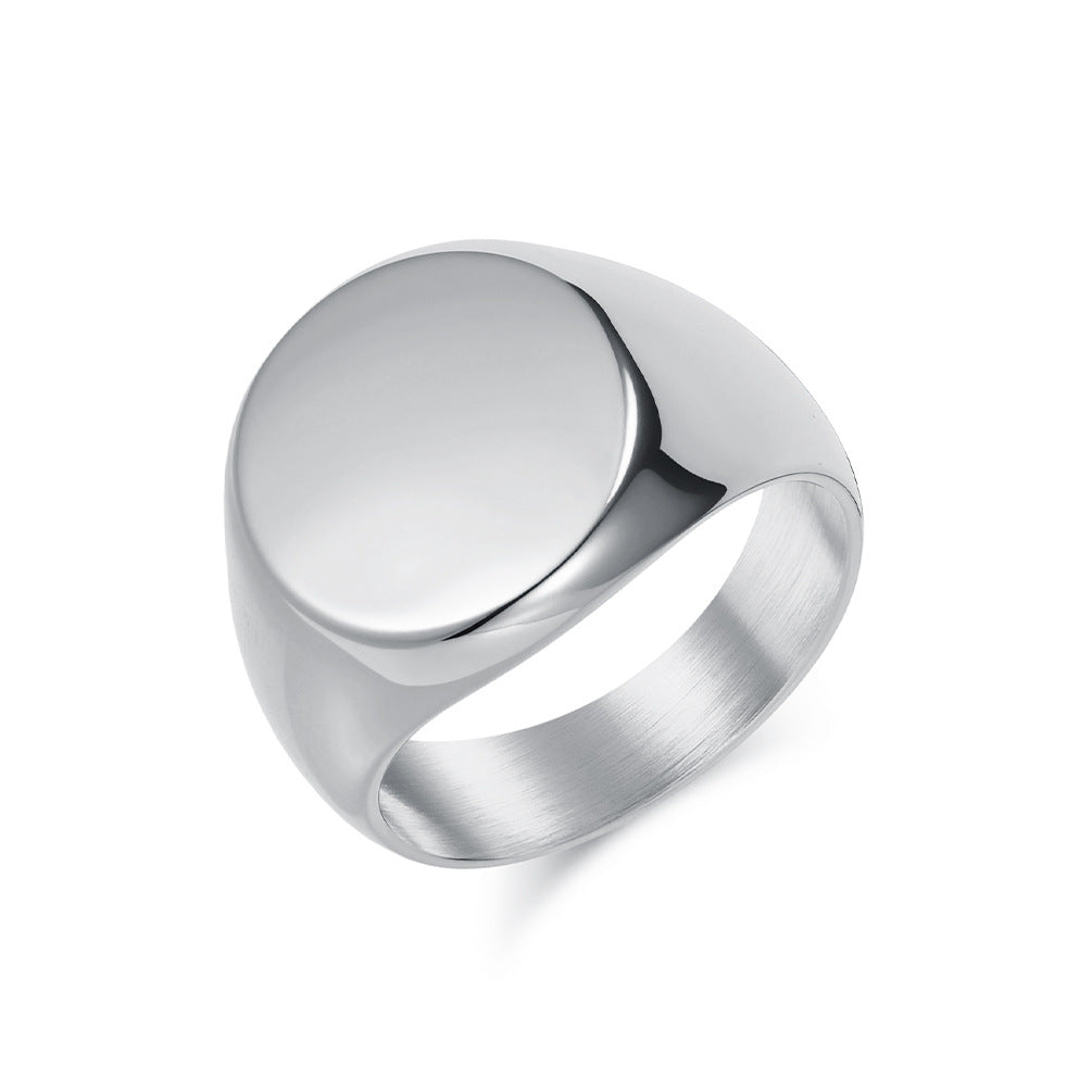 Titanium Steel Mens Ring Planderful Minimalist Seal Pattern Jewelry For Modern Gents