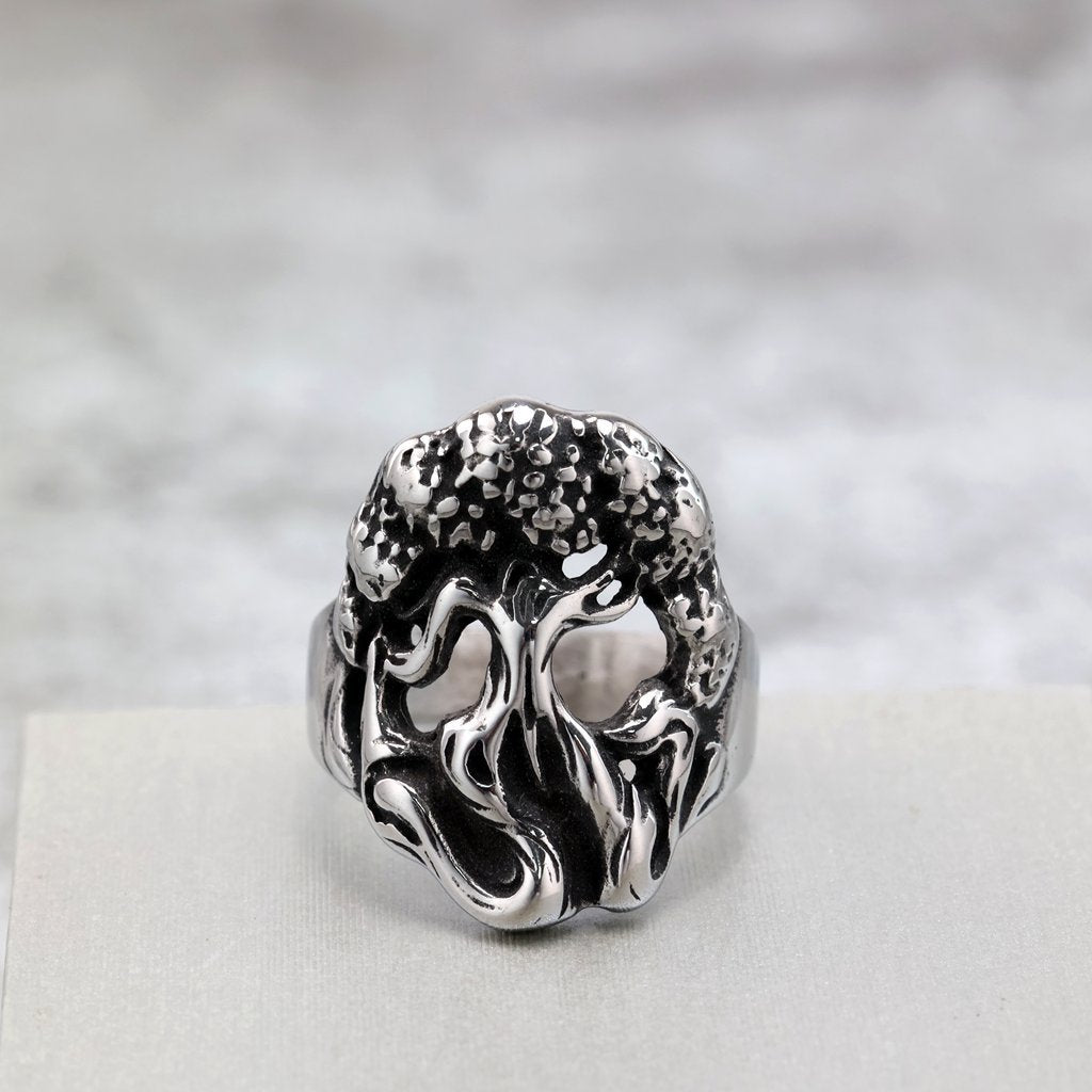 Punk Tree of Life Stainless Steel Men's Ring