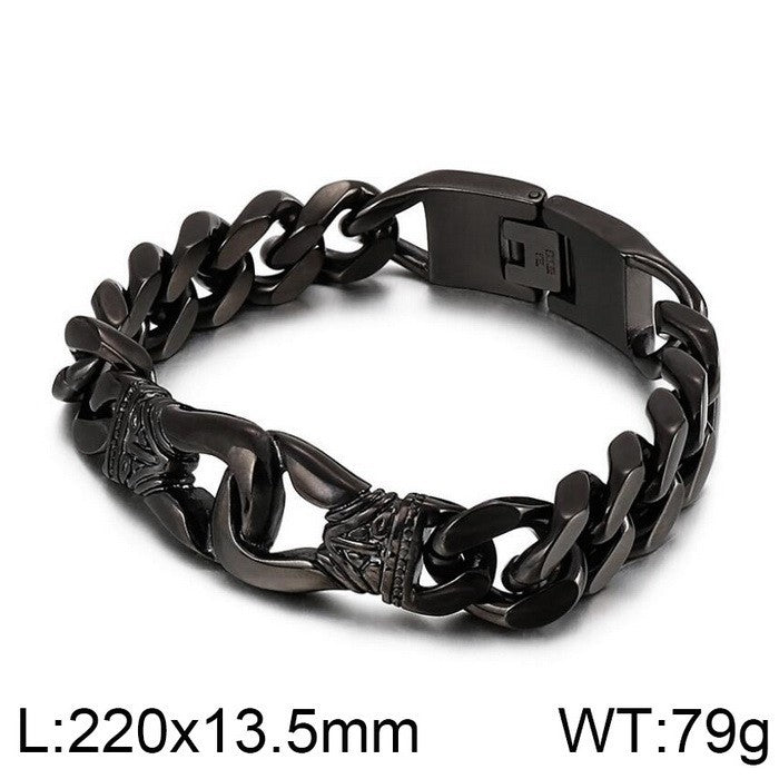 Planderful Titanium Steel Men Engraved Bracelet Domineering