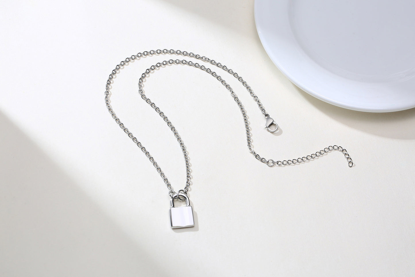 Cross-Border Accessories Stainless Steel Lock Head Pendant Necklace