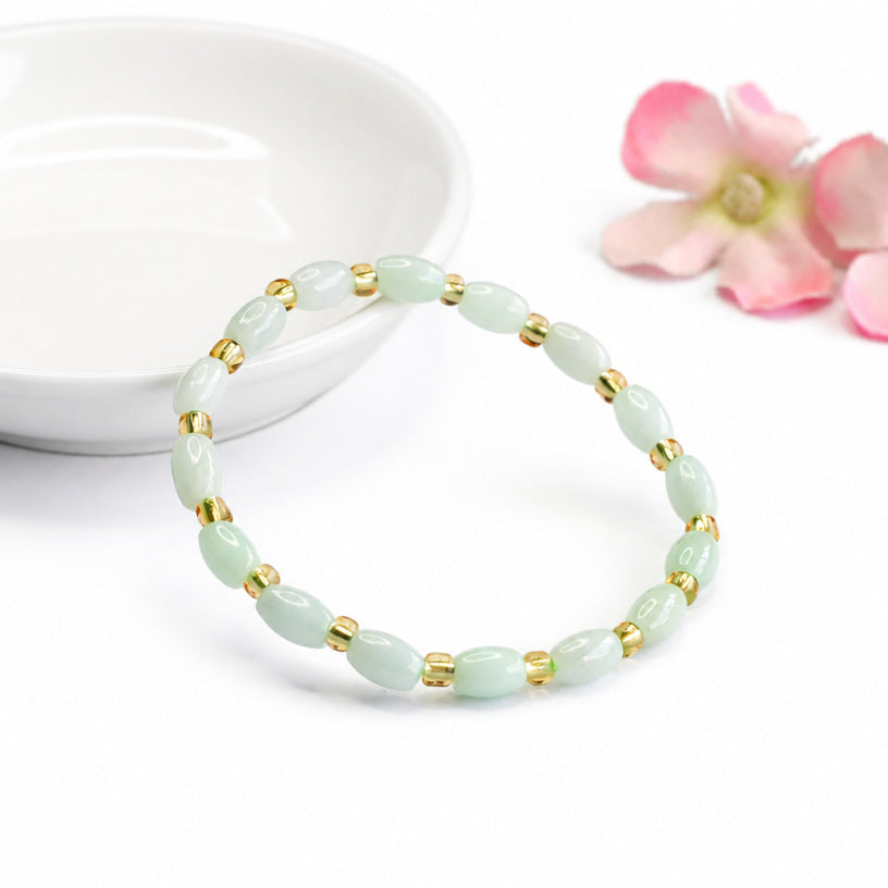 Jadeite Rice Bead Beaded Bracelet