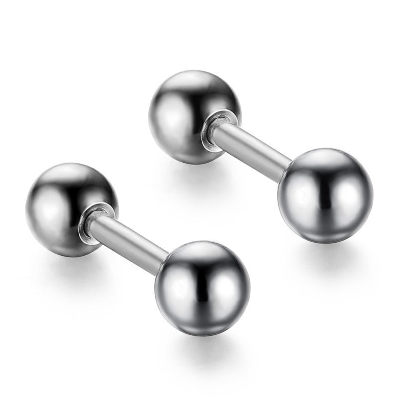 Stainless Steel Ball-End Barbell Earrings — Single
