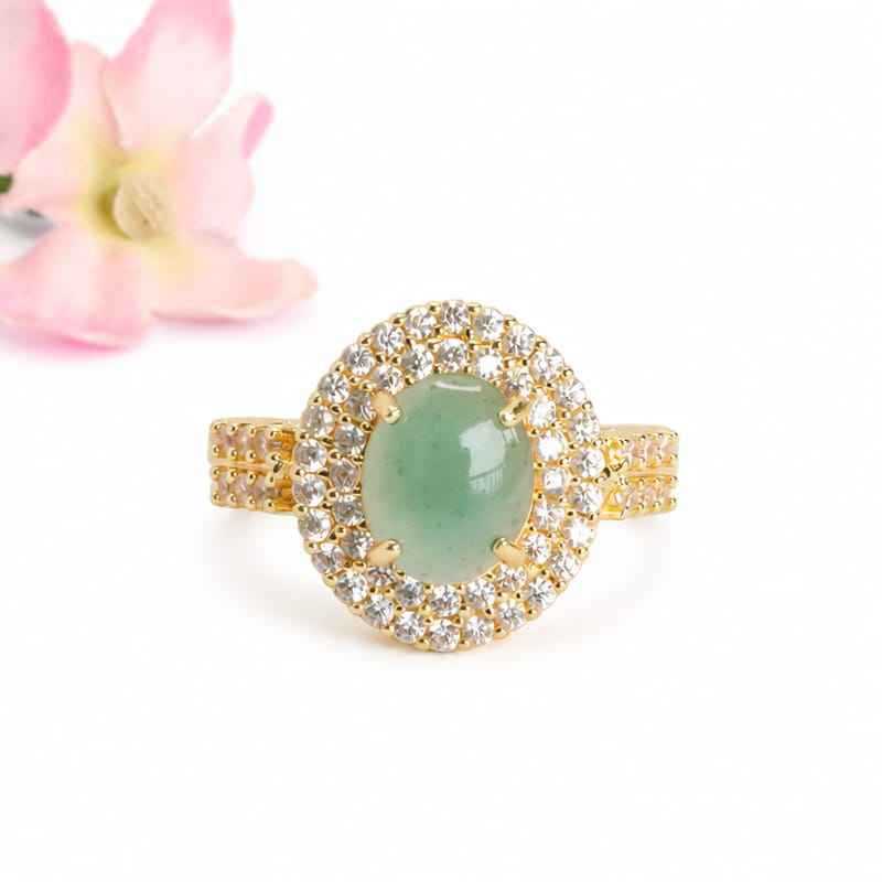 Blue-Water Jadeite Cabochon Ring