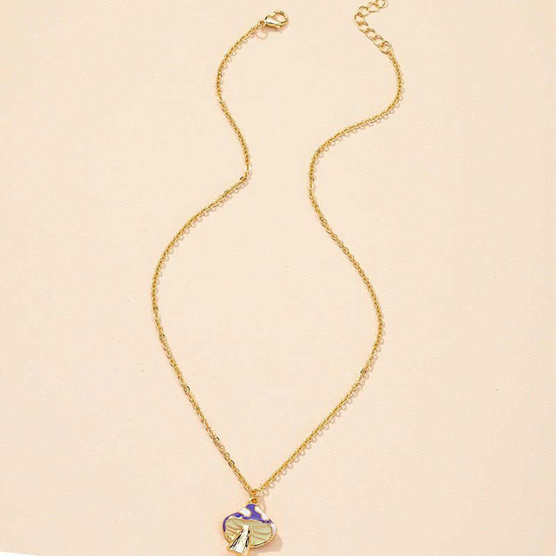 Golden Mushroom Glazed Necklace with Niche Design