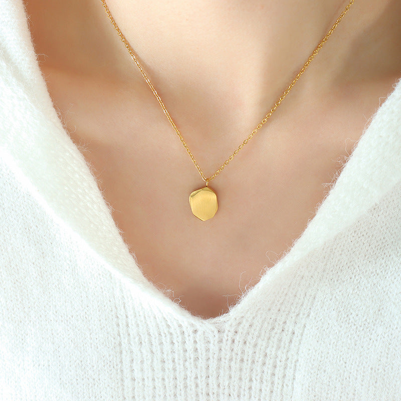 Chic Titanium Pendant Necklace with Brushed Finish - Elegant Women's Jewelry Piece