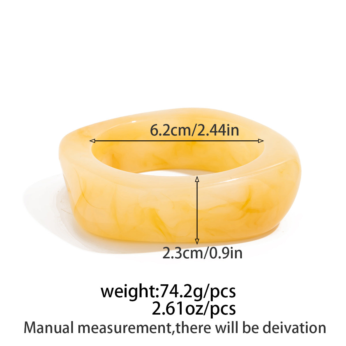 Wide Version Smudged Stone Pattern Semi-Transparent Bracelet Exaggerated Retro Special-Shaped Amber Tire