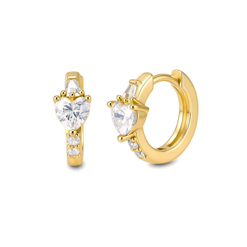 S925 Sterling Silver Love Zircon Earrings Exquisite Niche Earrings