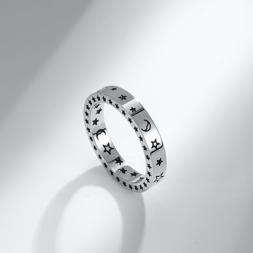 Ins Trendy Brand Star Smiley Face Titanium Steel Ring