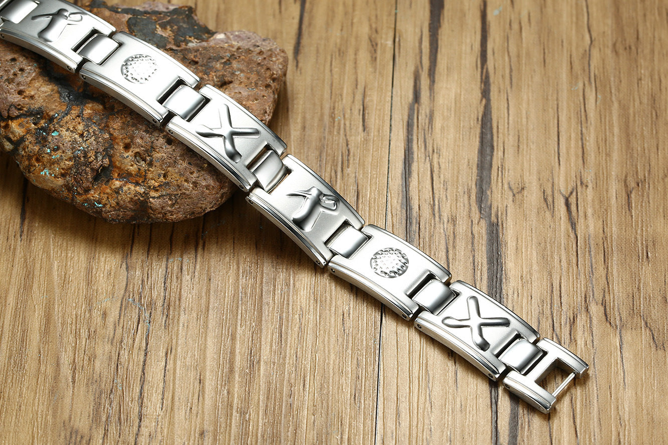 Golf Element Stainless Steel Magnetic Bracelet Room Gold Men's Fashion Trend
