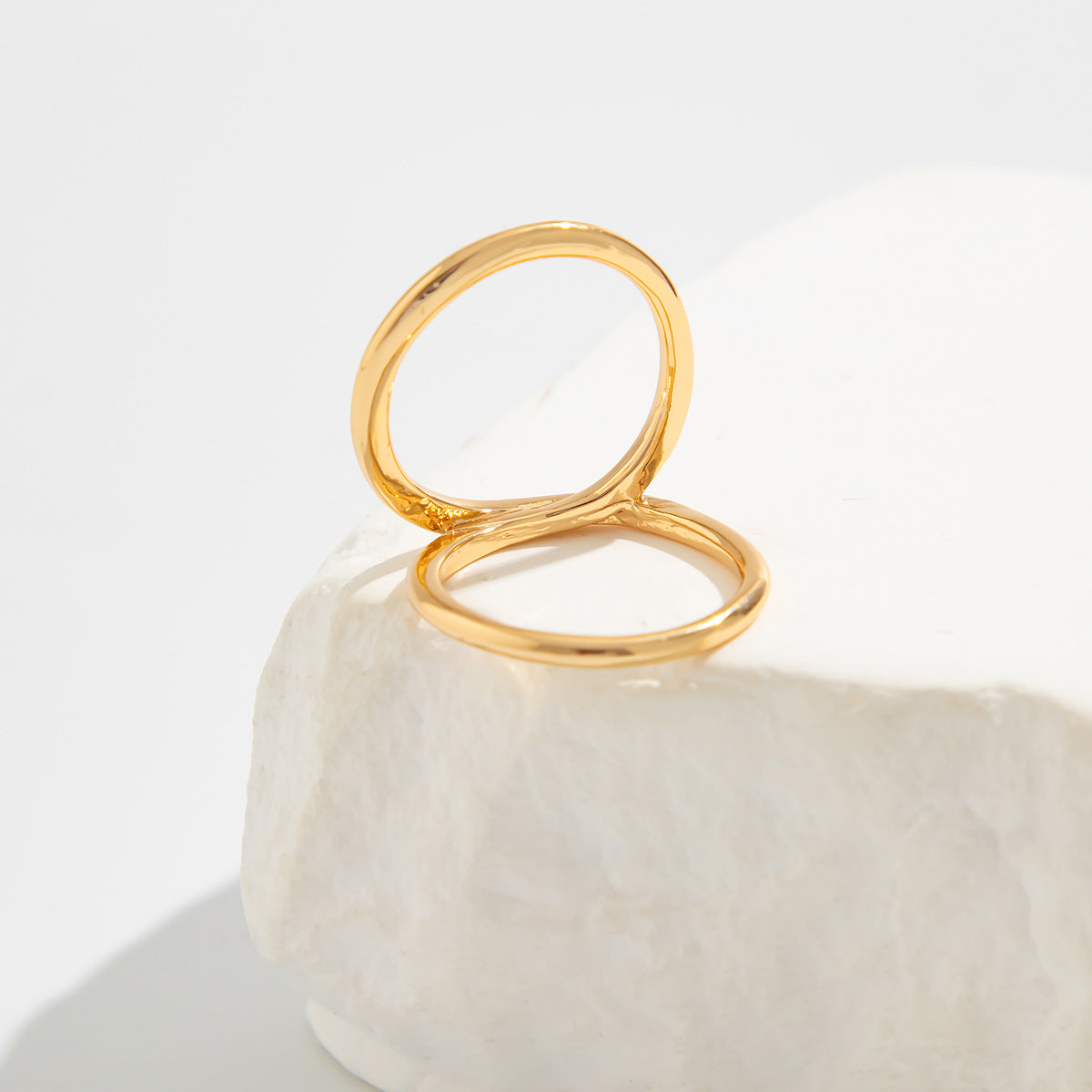 Planderful Geometric Line Ring for Women Hollow Joint Minimalist Statement Jewelry Vienna Verve