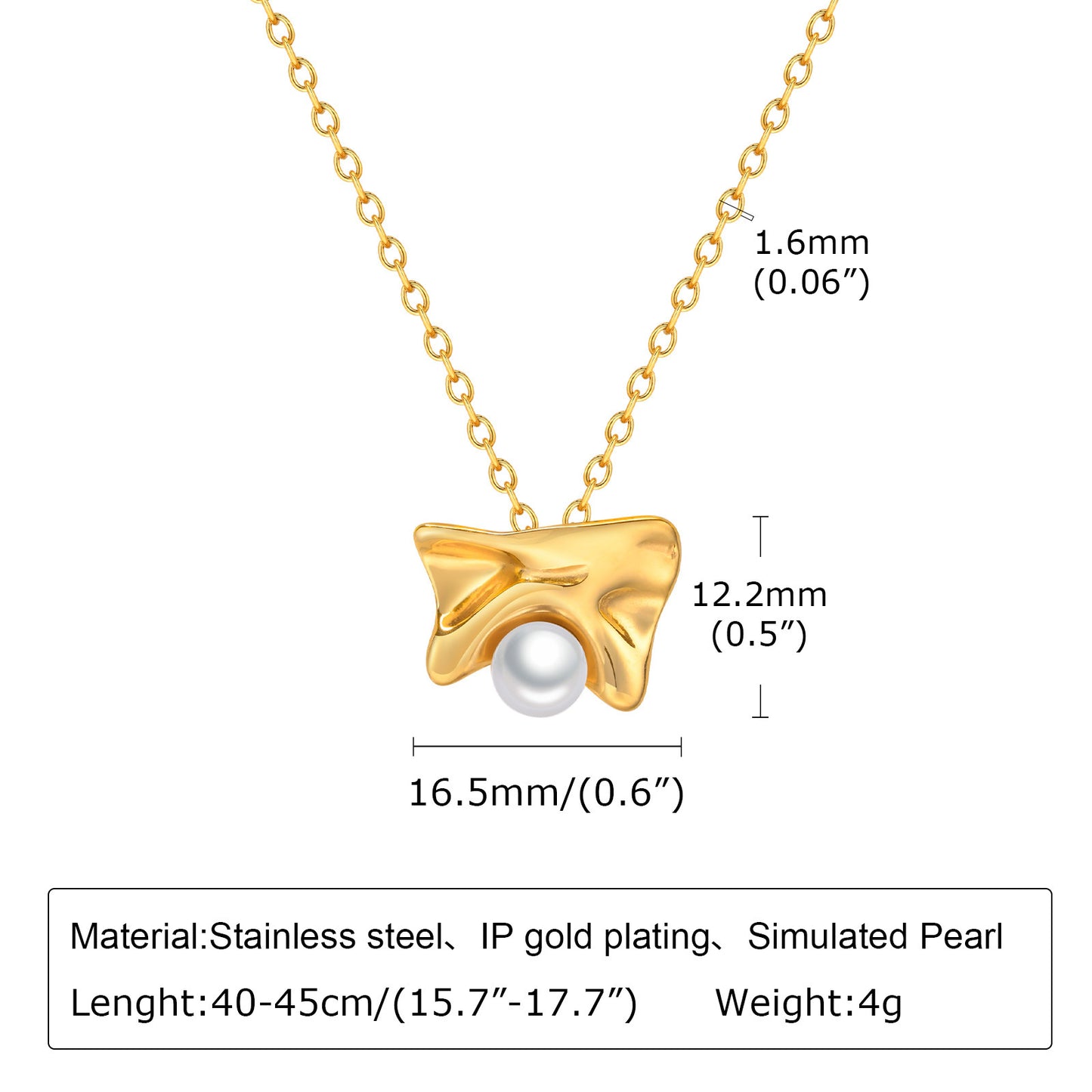 French Necklace Stud Earrings Stainless Steel Glossy Pearl