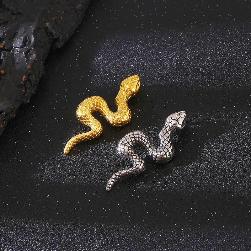 Punk Retro 3D Snake Pendant in Titanium Steel for Men - Zodiac Element Jewelry