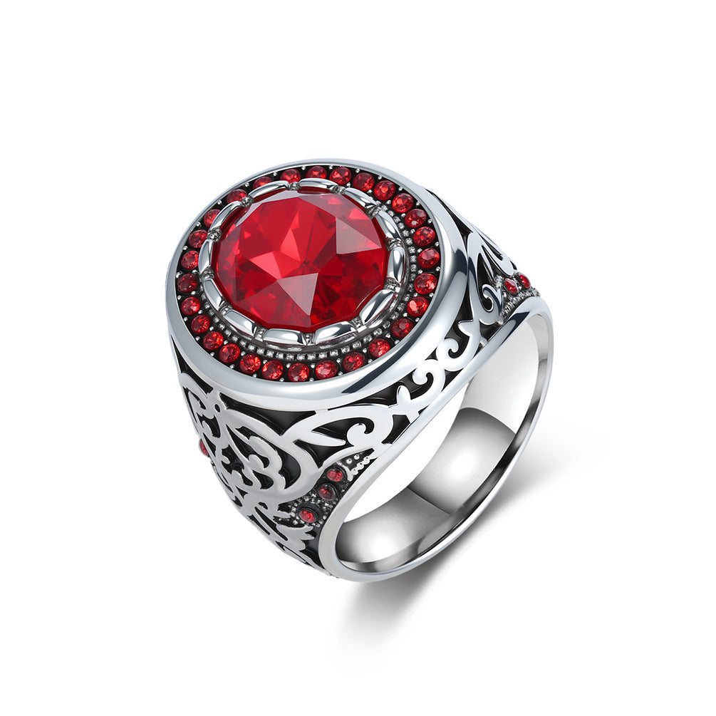 Stainless Steel Gemstone Vintage Ring