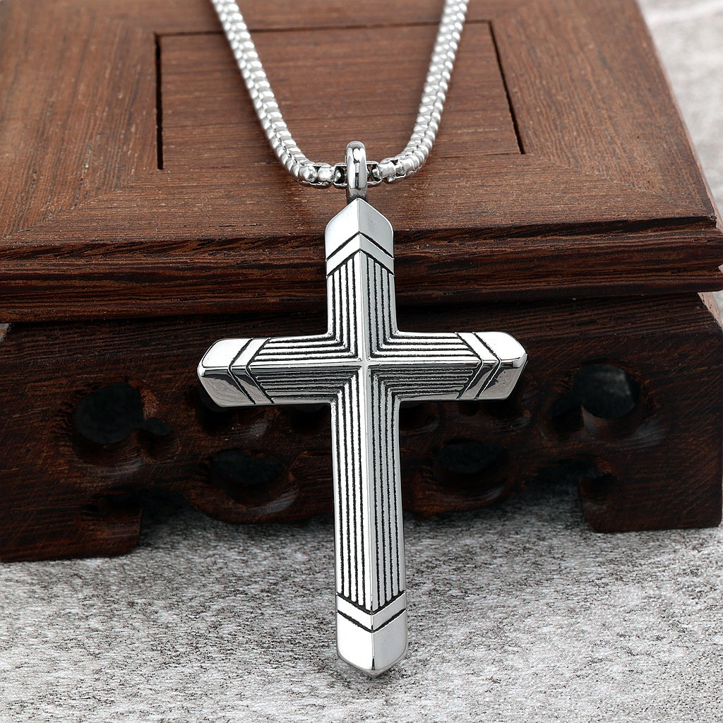 Cross Trendy Stainless Steel Men's Pendant Necklace