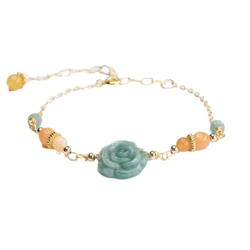 Blue Water Jadeite Peony Bracelet