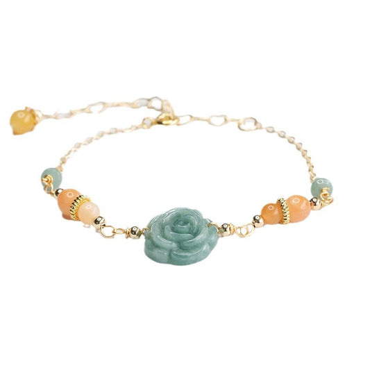 Blue Water Jadeite Peony Bracelet