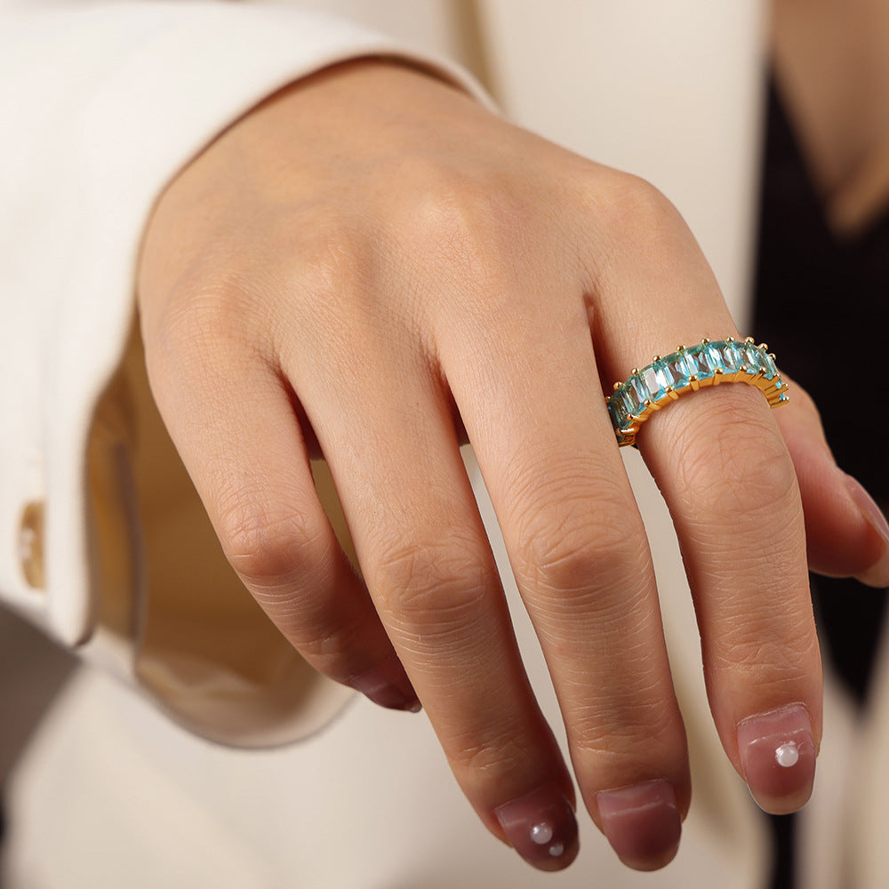 Copper Geometric Zircon Open Ring - Luxury European & American Design