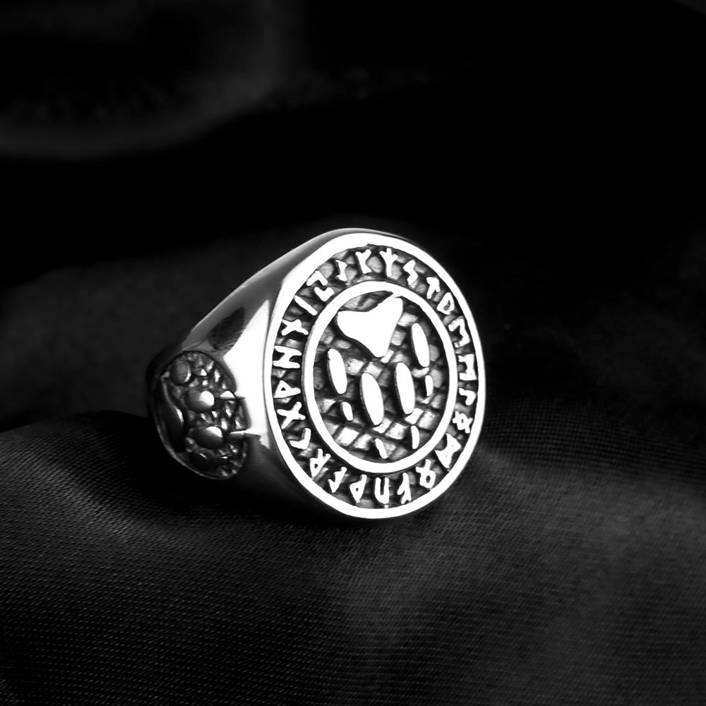 Nordic Vintage Viking Stainless Steel Men's Rune Palm Ring