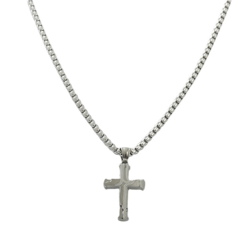 Trendy Personalized Retro Titanium Steel Cross Pendant Necklace for Men