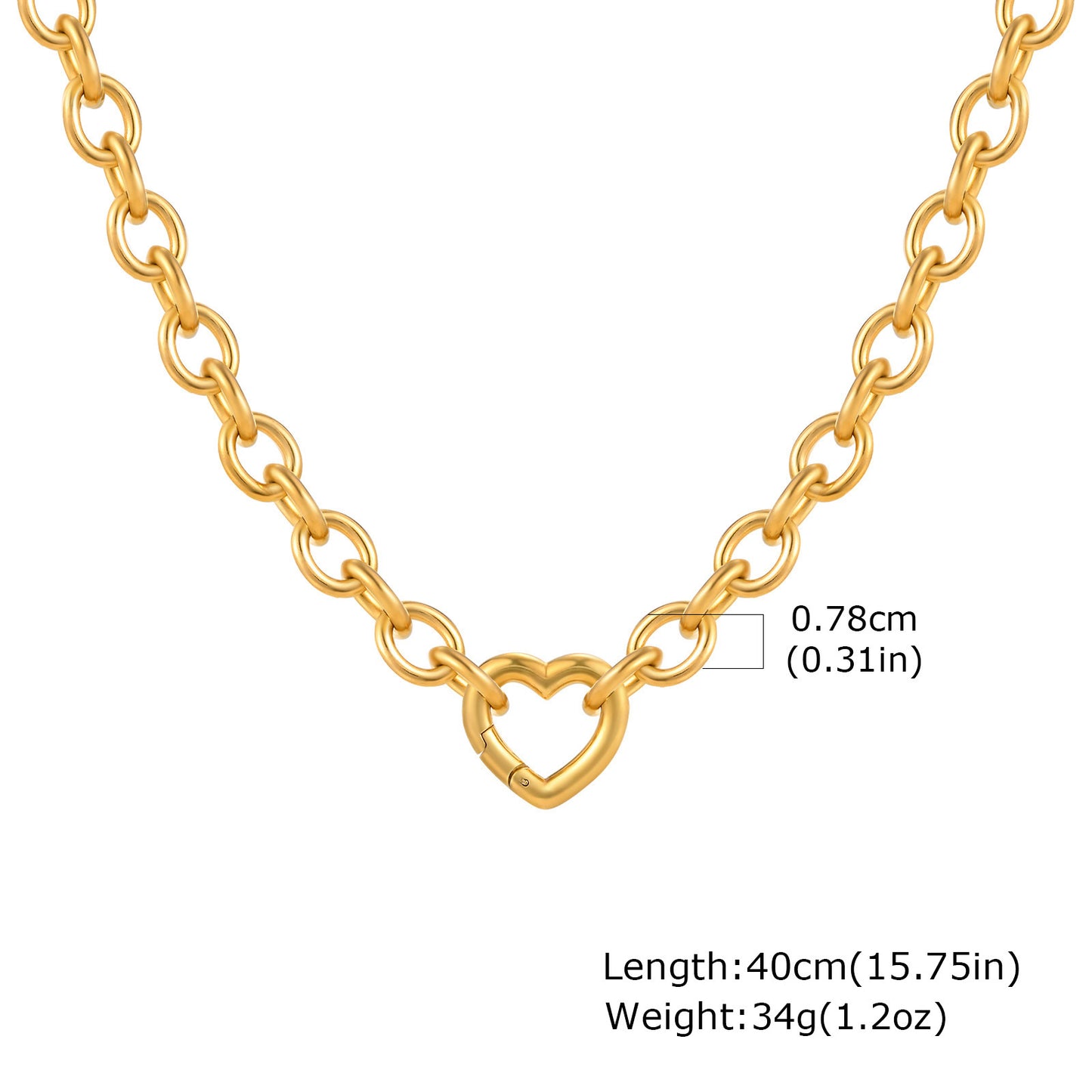 Ladies Titanium Steel – Stainless Steel Round Cross Chain Heart Buckle Necklace Bracelet