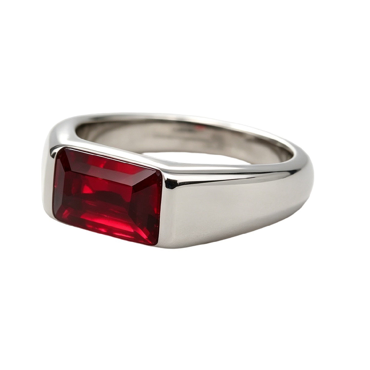Court Gemstone Titanium Steel Ring