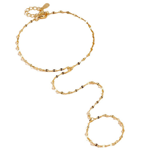 925 Silver Super Shiny Tile Chain Finger Cover Chain Bracelet