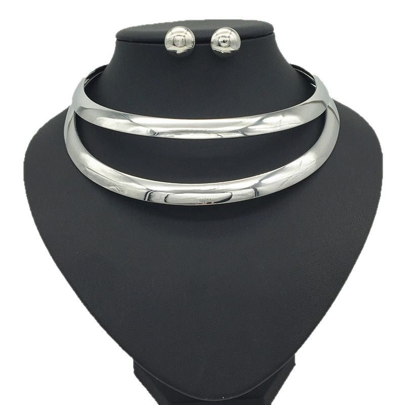 Planderful Savanna Rhythms Necklace – Stylish Double-Layer Hollow Metal Design