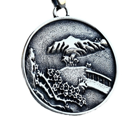 Retro Chinese Style Titanium Steel Men's Pendant Jewelry - Wholesale Round Tag Design