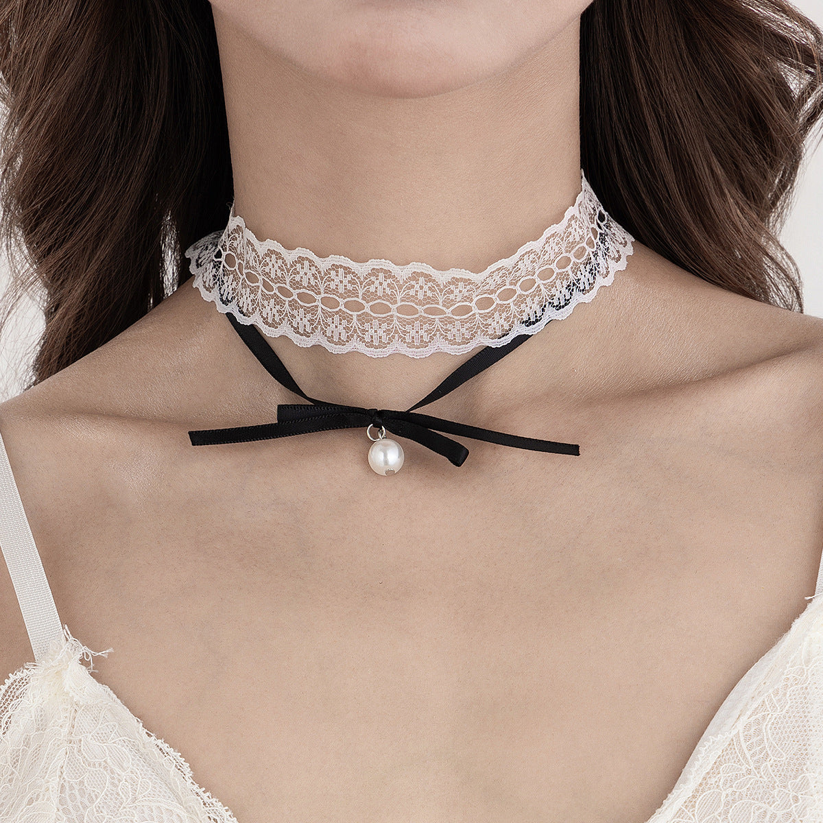 Bow Double-Layer Lace Choker