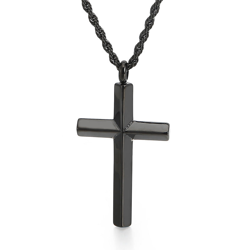 Japan And Korea Electroplated Gold Cross Pendant, Creative Titanium Steel Men's 3mm Necklace