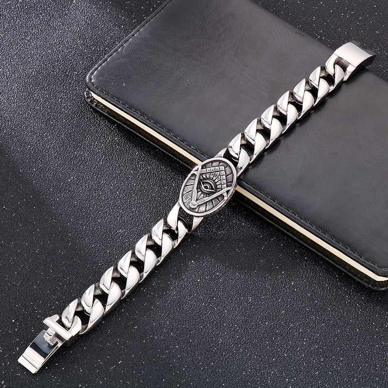 Clothing – Punk Wind Round Brand Freemasonry Titanium Steel Men's Bracelet