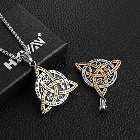 Trendy Viking Symbol Pendant Necklace For Men By Planderful Everyday Genie Steel Triangle Jewelry
