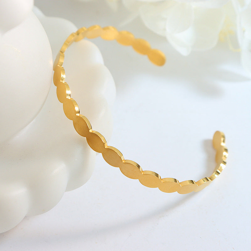 Nordic Charm Modern Cold Instagram Style Minimalist Oval Link Earring and Bracelet Set