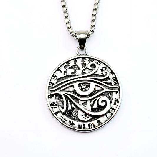 Planderful Eye Of Horus Pendant For Men Stainless Steel Single Sided Retro European American Style Necklace