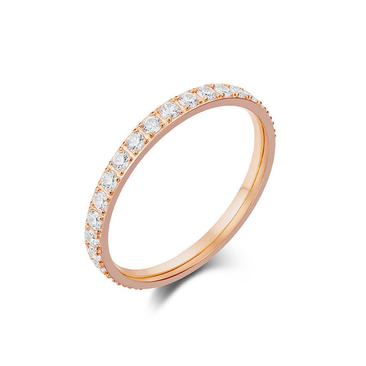 Planderful Zircon Ring Inlaid 2mm Stainless Steel For Women Index Finger Fashion Jewelry