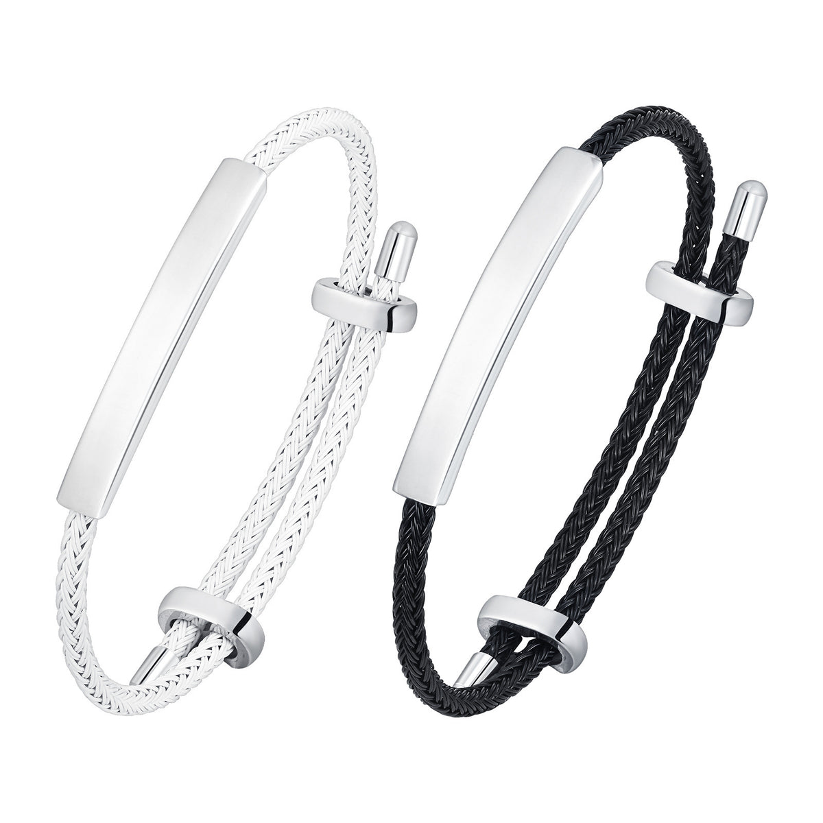 Adjustable Black Stainless Steel Bracelet for Men