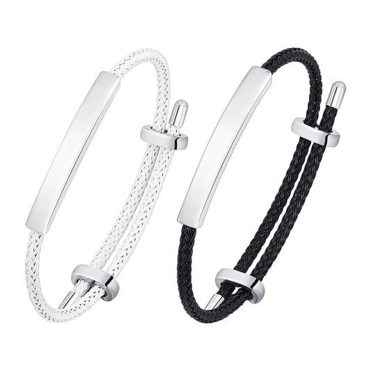 Adjustable Black Stainless Steel Bracelet for Men