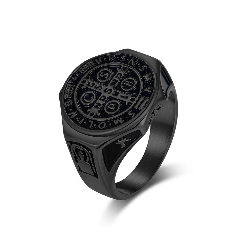 Saint Benedict Medallion Signet Ring — Three Finishes