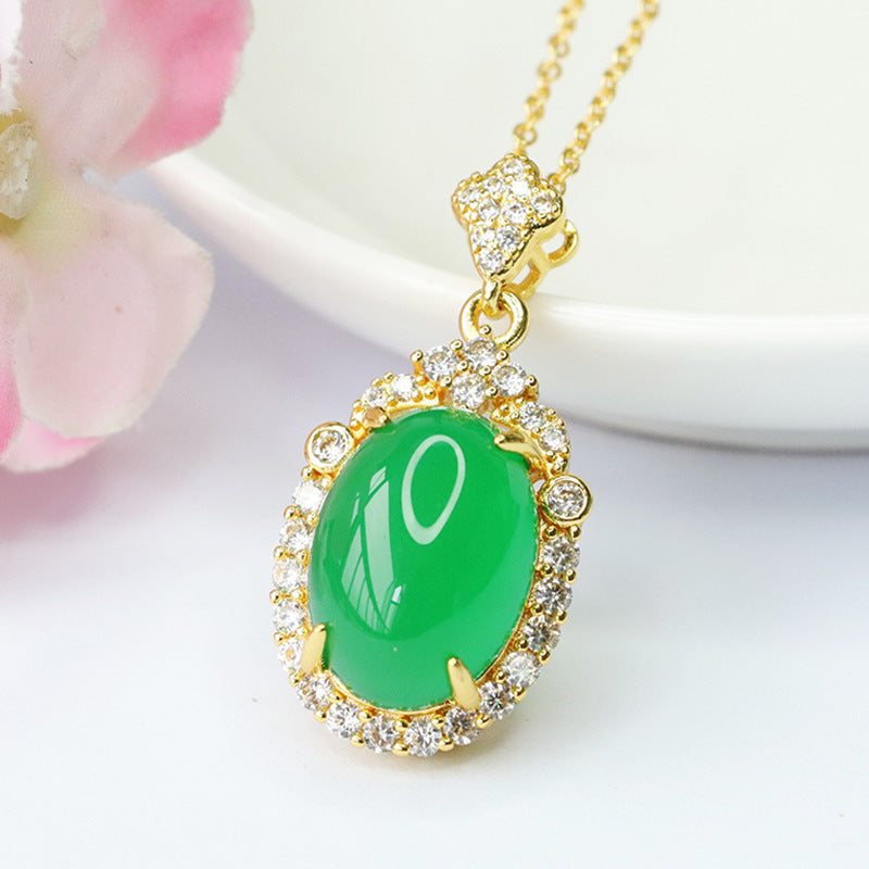 Golden Chalcedony Zircon Pendant Necklace