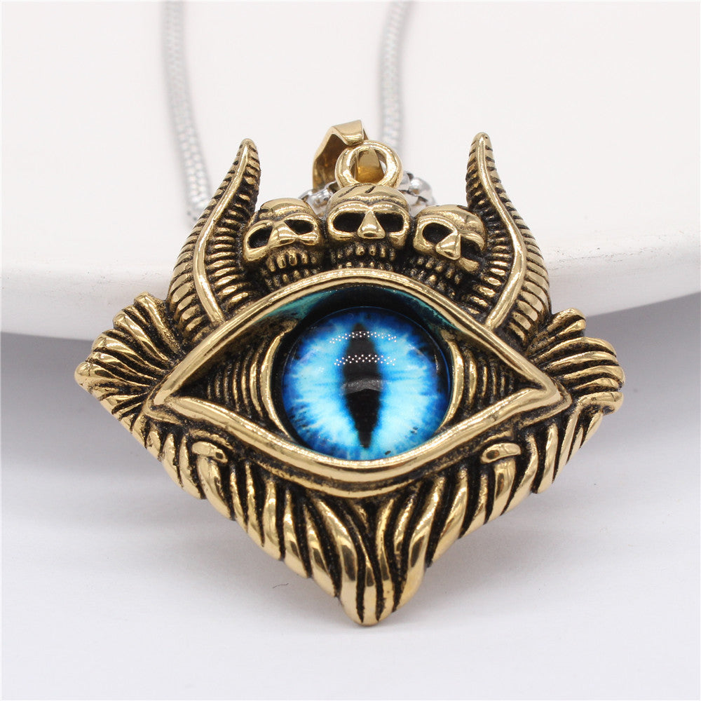 Titanium Steel Pendant Unisex Retro Protective Symbols Devils Eye Bulls Eye Planderful