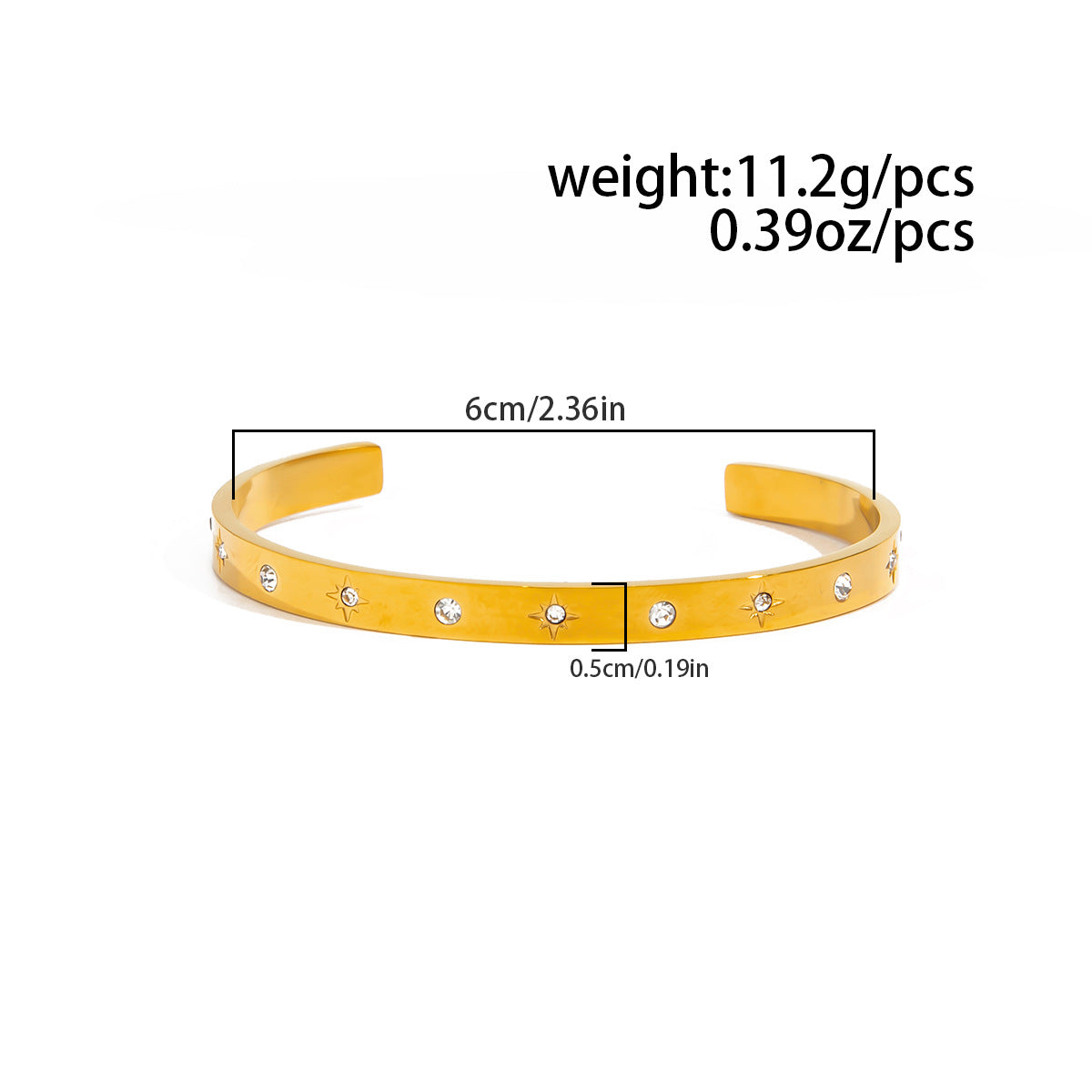 Serpentine Corrugated Star Zircon Opening Bracelet Stainless Steel Full Of Zircon