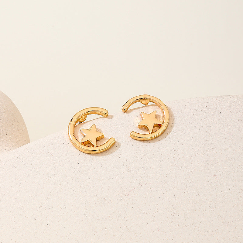 Planderful Vienna Verve Earrings – Minimalist Star and Moon Design
