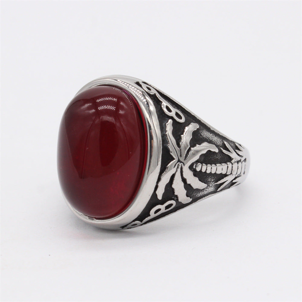 Planderful Unisex Steel Ring With Titanium Finish Durable Statement Retro Style For Men And Women