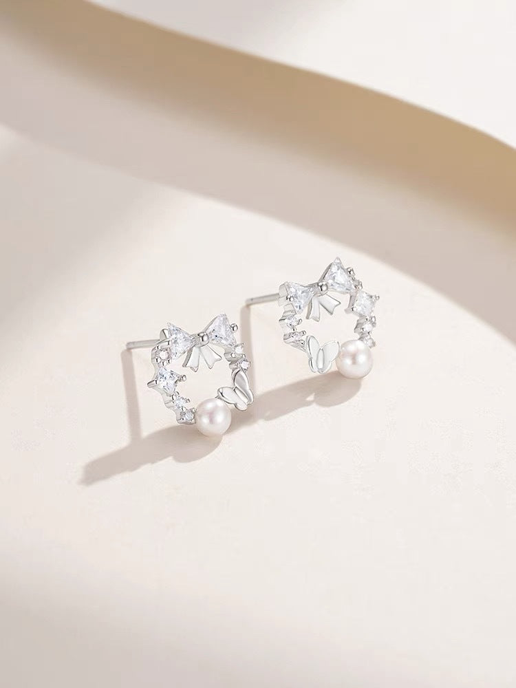 Butterfly Pearl 925 Sterling Silver Women's Earrings