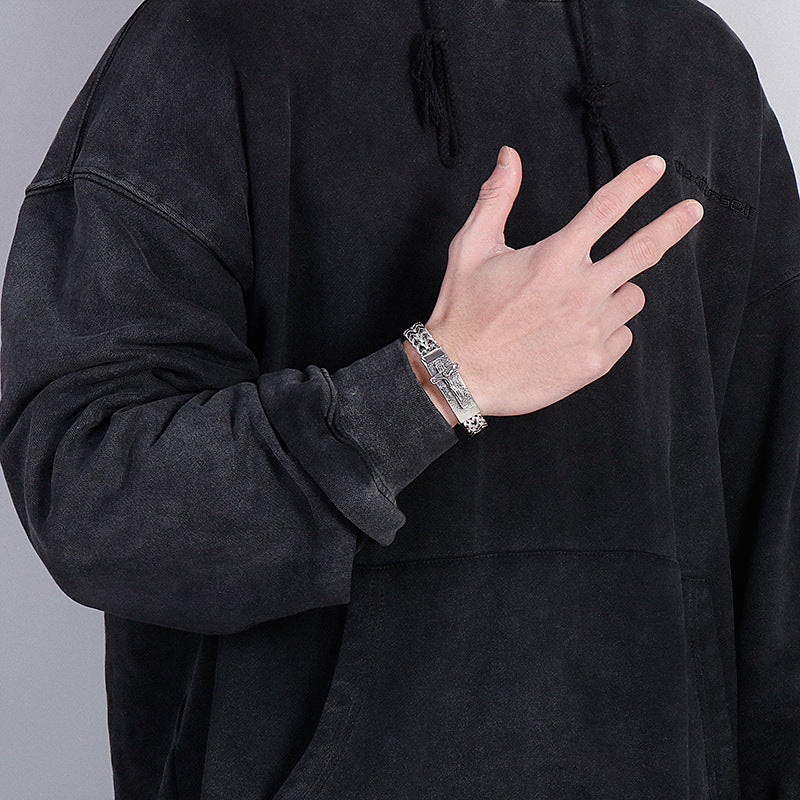 Hip-Hop Style Feather Cross Men's Titanium Bracelet